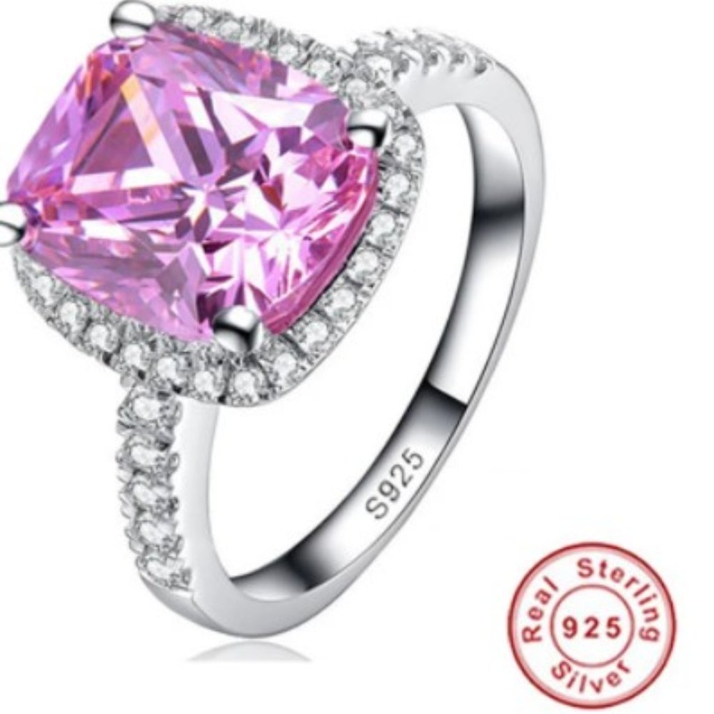 925 Sterling Silver Princess Cut Ring